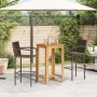 Gartentisch und 3-teiliges Hocker-Set aus Akazienholz und braunem PE-Rattan. von vidaXL, Gartensets - Ref: Foro24-3295272, Pr...