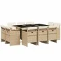 Set comedor de jardín 11 pzas con cojines ratán sintético beige by vidaXL, Garden sets - Ref: Foro24-3277797, Price: 750,15 €...