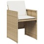Garten-Essgruppe 11-teilig mit Kissen aus synthetischem Rattan in Beige. von vidaXL, Gartensets - Ref: Foro24-3277797, Preis:...