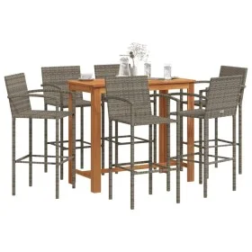 Mesa y taburetes de jardín 7 pzas madera acacia ratán PE gris by vidaXL, Garden sets - Ref: Foro24-3295293, Price: 534,26 €, ...
