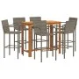 Mesa y taburetes de jardín 7 pzas madera acacia ratán PE gris by vidaXL, Garden sets - Ref: Foro24-3295293, Price: 534,26 €, ...