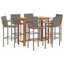 Mesa y taburetes de jardín 7 pzas madera acacia ratán PE gris by vidaXL, Garden sets - Ref: Foro24-3295293, Price: 549,75 €, ...