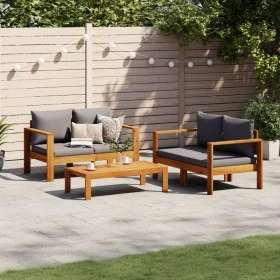 Set de sofás de jardín con cojines 3 pzas madera maciza acacia by vidaXL, Garden sets - Ref: Foro24-3214844, Price: 453,23 €,...