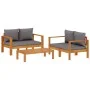 Gartensofa-Set mit 3-teiligen massiven Akazienholz-Sitzgarnituren. von vidaXL, Gartensets - Ref: Foro24-3214844, Preis: 453,2...