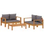 Set de sofás de jardín con cojines 3 pzas madera maciza acacia by vidaXL, Garden sets - Ref: Foro24-3214844, Price: 405,33 €,...