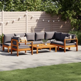 Set de sofás de jardín con cojines 6 pzas madera maciza acacia