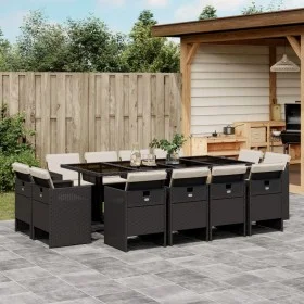 Set comedor de jardín con cojines 13 pzas ratán sintético negro by vidaXL, Garden sets - Ref: Foro24-3277805, Price: 937,96 €...