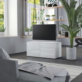 Mueble TV madera contrachapada blanco brillante 80x34x36 cm