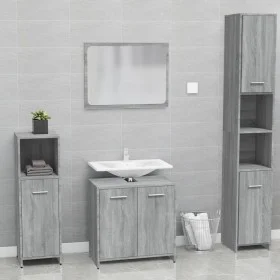 Badezimmermöbelset aus grauem Sperrholz von Sonoma von vidaXL, Badezimmermöbel - Ref: Foro24-815529, Preis: 64,46 €, Rabatt: %