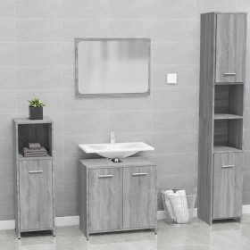 Badezimmermöbelset aus grauem Sperrholz von Sonoma von vidaXL, Badezimmermöbel - Ref: Foro24-815529, Preis: 67,91 €, Rabatt: %