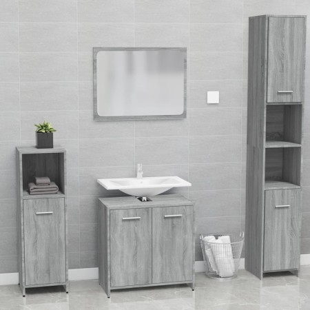 Set de muebles de baño madera contrachapada gris Sonoma de vidaXL, Muebles de baño - Ref: Foro24-815529, Precio: 67,91 €, Des...