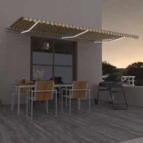 Manuell einziehbare Markise mit gelbem und weißem LED-Licht 600 x 300 cm von vidaXL, Markisen - Ref: Foro24-3068963, Preis: 4...