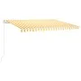 Manual retractable awning with yellow and white LED 450x350 cm by vidaXL, Awnings - Ref: Foro24-3069003, Price: 399,64 €, Dis...