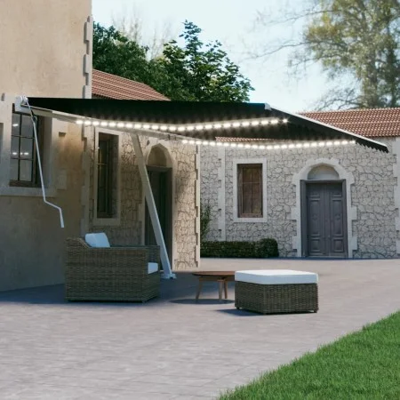 Manual retractable awning with anthracite gray LED light 500x300 cm by vidaXL, Awnings - Ref: Foro24-3069584, Price: 539,89 €...