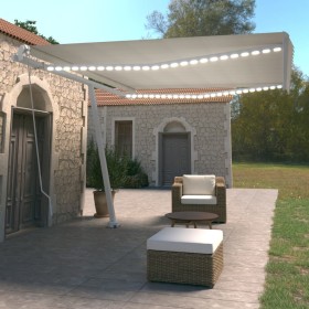 Manual retractable awning with cream LED light 450x350 cm by vidaXL, Awnings - Ref: Foro24-3069642, Price: 579,38 €, Discount: %