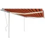 Manual retractable awning with orange and brown LED light 4.5x3 m by vidaXL, Awnings - Ref: Foro24-3069965, Price: 473,47 €, ...
