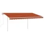 Manual retractable awning with orange and brown LED light 4.5x3 m by vidaXL, Awnings - Ref: Foro24-3069965, Price: 473,47 €, ...