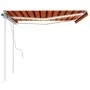 Manual retractable awning with orange and brown LED light 4.5x3 m by vidaXL, Awnings - Ref: Foro24-3069965, Price: 473,47 €, ...
