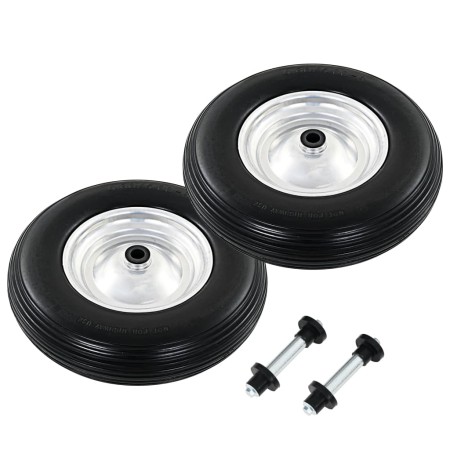Wheelbarrow wheels 2 pcs with solid axles PU 4.00-8 390 mm by vidaXL, Hoists, cranes and carts - Ref: Foro24-142979, Price: 6...