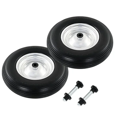 Wheelbarrow wheels 2 pcs with solid axles PU 4.00-8 390 mm by vidaXL, Hoists, cranes and carts - Ref: Foro24-142979, Price: 6...