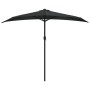 Sombrilla balcón semicircular palo aluminio negro 270x144x222cm de vidaXL, Sombrillas - Ref: Foro24-312500, Precio: 62,58 €