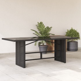 Mesa de jardín superficie de vidrio ratán PE negro 190x80x75 cm by vidaXL, Garden tables - Ref: Foro24-365602, Price: 164,79 ...