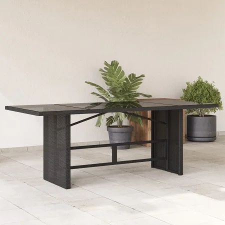 Gartentisch mit schwarzer PE-Rattan-Oberfläche aus Glas, 190x80x75 cm. von vidaXL, Gartentische - Ref: Foro24-365602, Preis: ...