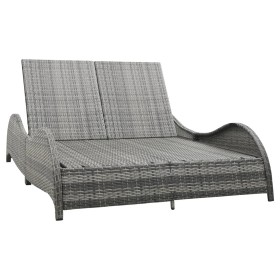 Tumbona doble con cojín ratán sintético gris antracita de vidaXL, Camas para exteriores - Ref: Foro24-49495, Precio: 377,98 €...