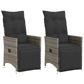 Sillones reclinable jardín y cojines 2 uds ratán sintético gris by vidaXL, Garden chairs - Ref: Foro24-365668, Price: 258,65 ...