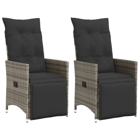 Sillones reclinable jardín y cojines 2 uds ratán sintético gris de vidaXL, Sillas de jardín - Ref: Foro24-365668, Precio: 281...