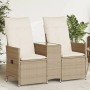 Sofá de jardín reclinable de 2 plazas con mesa ratán PE beige by vidaXL, Outdoor sofas - Ref: Foro24-365713, Price: 244,95 €,...