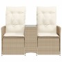 Sofá de jardín reclinable de 2 plazas con mesa ratán PE beige by vidaXL, Outdoor sofas - Ref: Foro24-365713, Price: 244,95 €,...