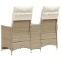 Zweiplätziges, verstellbares Gartensofa mit Beistelltisch aus beigem PE-Rattan. von vidaXL, Outdoor-Sofas - Ref: Foro24-36571...