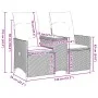 Zweiplätziges, verstellbares Gartensofa mit Beistelltisch aus beigem PE-Rattan. von vidaXL, Outdoor-Sofas - Ref: Foro24-36571...