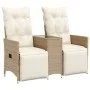 Zweiplätziges, verstellbares Gartensofa mit Beistelltisch aus beigem PE-Rattan. von vidaXL, Outdoor-Sofas - Ref: Foro24-36571...