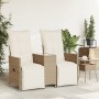 Zweiplätziges, verstellbares Gartensofa mit Beistelltisch aus beigem PE-Rattan. von vidaXL, Outdoor-Sofas - Ref: Foro24-36571...