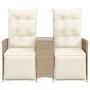 Zweiplätziges, verstellbares Gartensofa mit Beistelltisch aus beigem PE-Rattan. von vidaXL, Outdoor-Sofas - Ref: Foro24-36571...