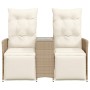 Zweiplätziges, verstellbares Gartensofa mit Beistelltisch aus beigem PE-Rattan. von vidaXL, Outdoor-Sofas - Ref: Foro24-36571...