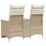 Zweiplätziges, verstellbares Gartensofa mit Beistelltisch aus beigem PE-Rattan. von vidaXL, Outdoor-Sofas - Ref: Foro24-36571...