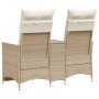 Zweiplätziges, verstellbares Gartensofa mit Beistelltisch aus beigem PE-Rattan. von vidaXL, Outdoor-Sofas - Ref: Foro24-36571...