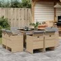 Garten-Essgruppe 9-teilig mit Kissen aus synthetischem Rattan in Beige. von vidaXL, Gartensets - Ref: Foro24-3277787, Preis: ...