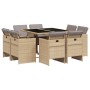 Garten-Essgruppe 9-teilig mit Kissen aus synthetischem Rattan in Beige. von vidaXL, Gartensets - Ref: Foro24-3277787, Preis: ...