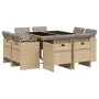 Garten-Essgruppe 9-teilig mit Kissen aus synthetischem Rattan in Beige. von vidaXL, Gartensets - Ref: Foro24-3277787, Preis: ...