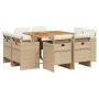 Set comedor de jardín 9 pzas con cojines ratán sintético beige by vidaXL, Garden sets - Ref: Foro24-3277791, Price: 663,36 €,...