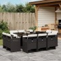 Set de comedor jardín 11 pzas con cojines ratán sintético negro by vidaXL, Garden sets - Ref: Foro24-3277793, Price: 647,47 €...