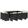 11-teiliges Gartenspeiseset mit schwarzen Polstern aus synthetischem Rattan. von vidaXL, Gartensets - Ref: Foro24-3277793, Pr...