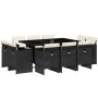 Set de comedor jardín 11 pzas con cojines ratán sintético negro by vidaXL, Garden sets - Ref: Foro24-3277793, Price: 647,47 €...
