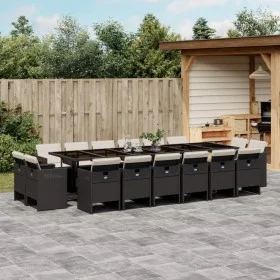 Set de muebles jardín 17 pzas con cojines ratán sintético negro by vidaXL, Garden sets - Ref: Foro24-3277829, Price: 1,00 €, ...