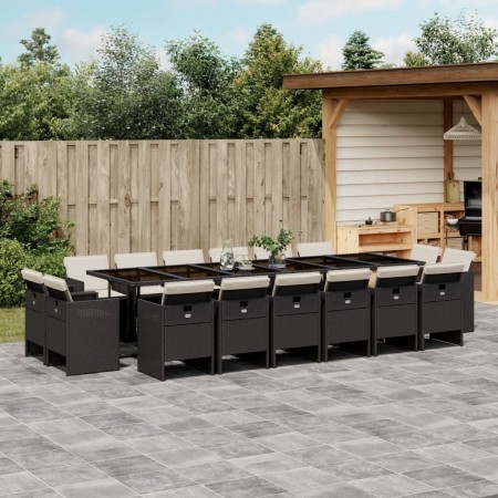 Set de muebles jardín 17 pzas con cojines ratán sintético negro by vidaXL, Garden sets - Ref: Foro24-3277829, Price: 1,00 €, ...