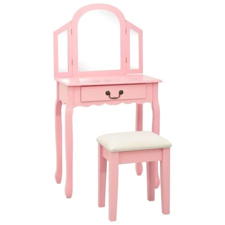 Dressing table and stool paulownia wood and pink MDF 65x36x128 cm by vidaXL, Bedroom Dressers - Ref: Foro24-289335, Price: 97...